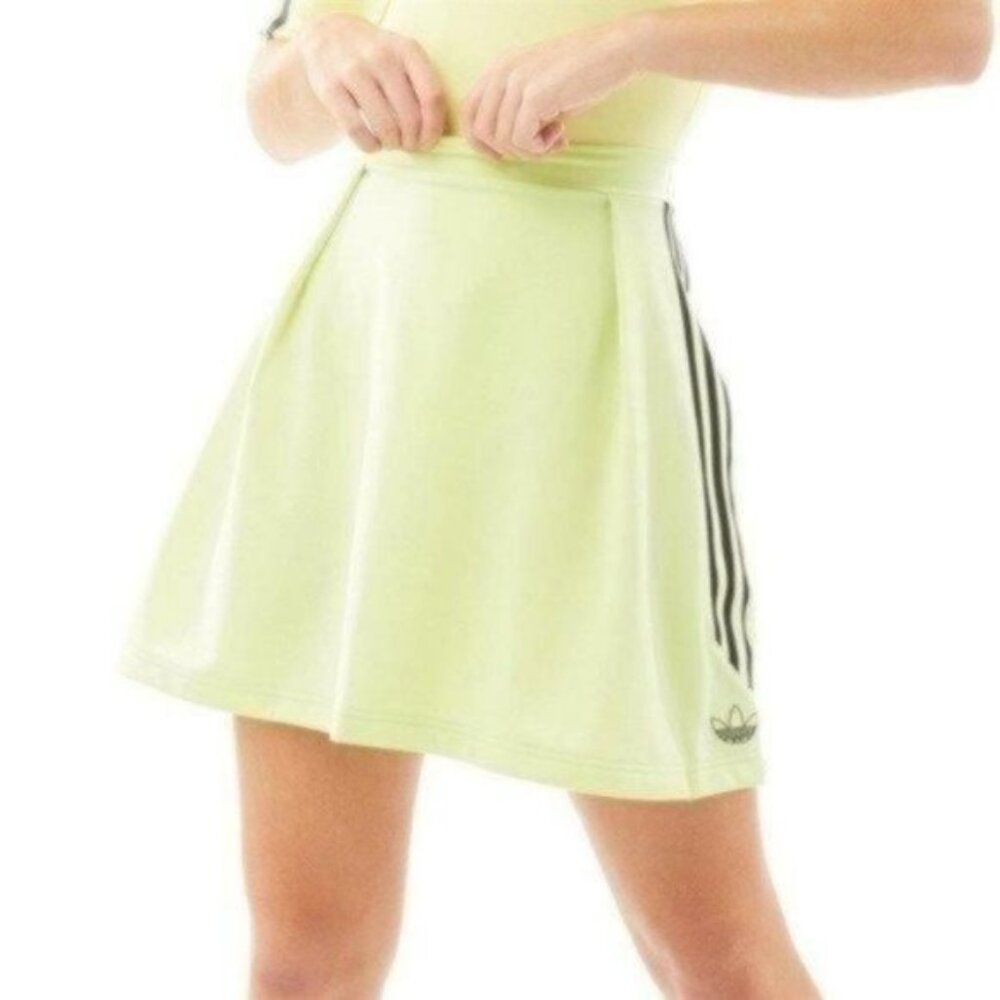 Adidas Tennis A-Line Mini Skirt Neon Yellow Women Size Small New